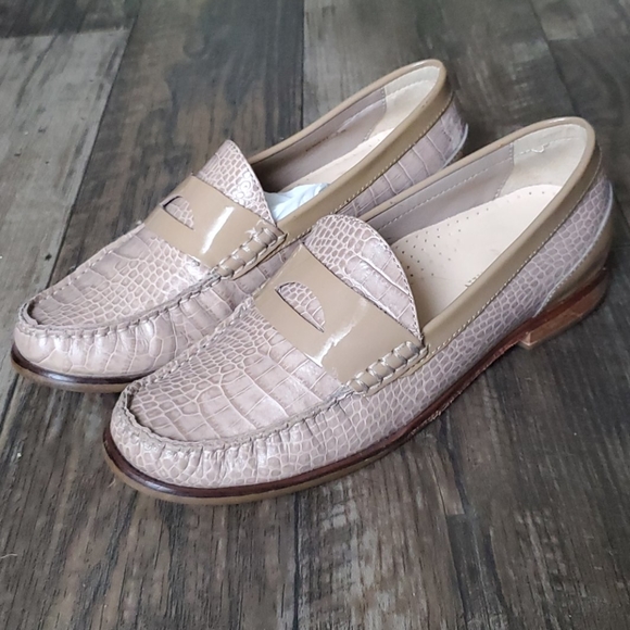 Cole Haan Laurel Maple Sugar Leather Croc Loafers - Picture 6 of 13